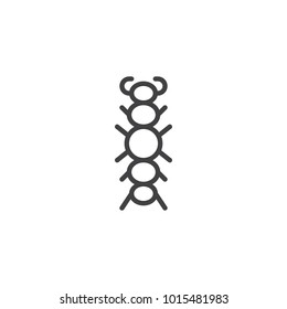 Caterpillar insect line icon, outline vector sign, linear style pictogram isolated on white. Symbol, logo illustration. Editable stroke