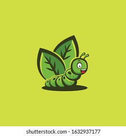 Caterpillar Leaf Naturally Abstract Illustration Vector Logo