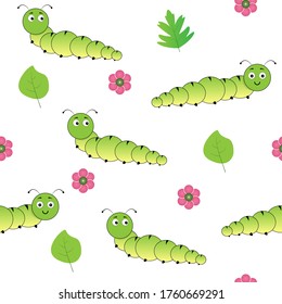 Caterpillar Leaves Flower Seamless Pattern Stock Vector (Royalty Free ...