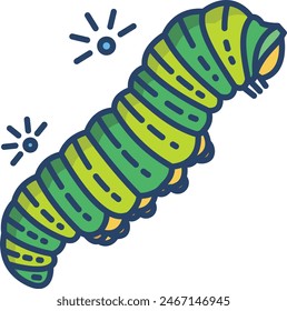 Caterpillar linear color vector illustration