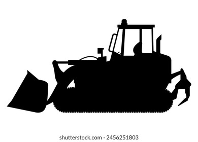 caterpillar loader silhouettes. Heavy machinery for construction and mining