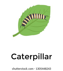 Caterpillar on leaf flat icon 