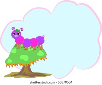 Caterpillar on a Mushroom with Message Bubble Vector