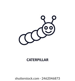 caterpillar outline icon. Thin line icon from agriculture farming and gardening collection. Editable vector isolated on white background