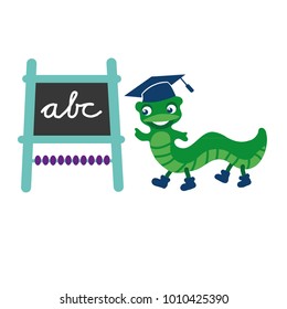 caterpillar reading blacboard