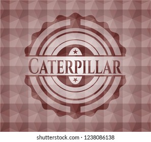 Caterpillar red emblem with geometric background. Seamless.