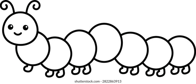 Caterpillar with rounded body segments outline vector