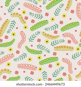 caterpillar seamless pattern in vector ,background,fabric,wrapping,wallpaper,etc