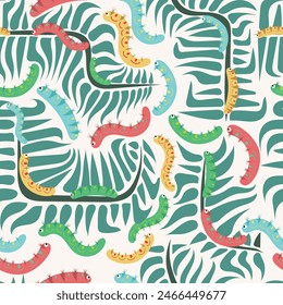 caterpillar seamless pattern in vector ,background,fabric,wrapping,wallpaper,etc