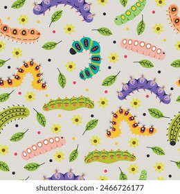 caterpillar seamless pattern in vector ,background,fabric,wrapping,wallpaper,etc