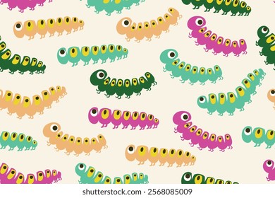 caterpillar seamless pattern in vector ,background,fabric,wrapping,wallpaper,etc