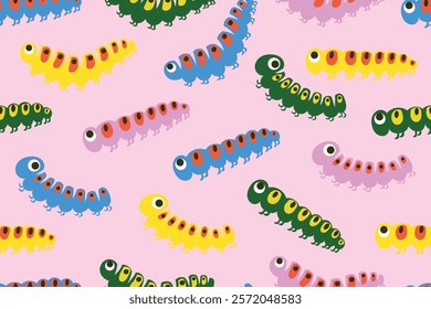 caterpillar seamless pattern in vector ,background,fabric,wrapping,wallpaper,etc