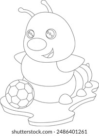 Caterpillar Soccer player Soccer Animal Vector Graphic Art Illustration