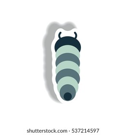 caterpillar stylish icon in paper sticker style insect caterpillar