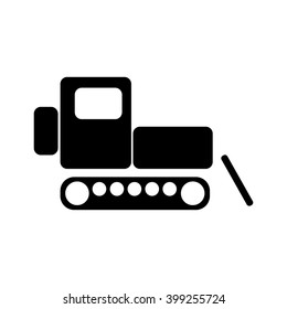 Caterpillar tractor. Flat icon. Simple icon. 