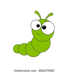 Caterpillar vector. Cute cartoon worm on a white background.