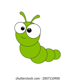 Caterpillar vector. Cute cartoon worm on a white background.