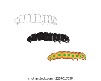 caterpillar vector hand drawing, useful for coloring books.