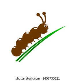 caterpillar walks on weeds vector illustration