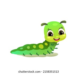 Caterpillar. wildlife object. Little funny insect. Cute cartoon style. isolated on white background. Vector.