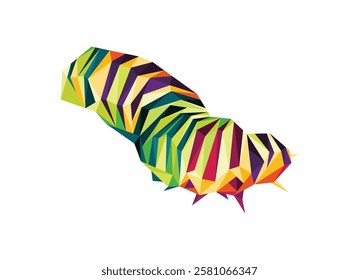 Caterpillar worm in Colorful polygonal vector. Caterpillar colorful abstract vector Illustration. Colorful Graphic vector of larva