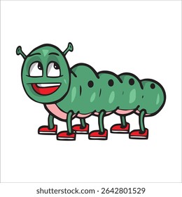 A caterpillar worm cute cartoon character mascot. Cute funny caterpillar cartoon character.Caterpillar cartoon character. Cute insect. Vector hand draw illustration isolated on white background. 58