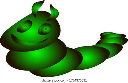 caterpillar.funny cartoon green animal close-up on a white background.vector