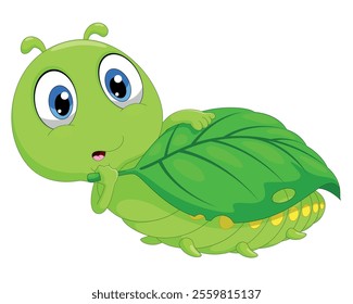 Caterpillars carrying leaves vector illustration