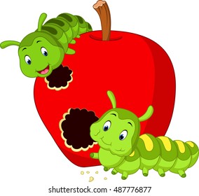 caterpillars eat the apple