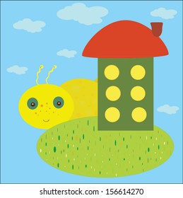 Caterpillar's Home. Abstract vector illustration.