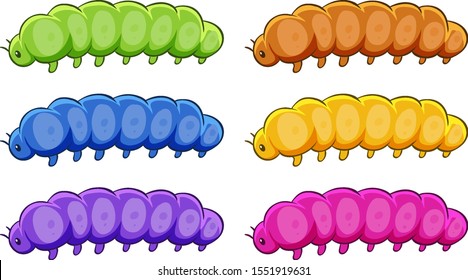 Caterpillars in many colors illustration