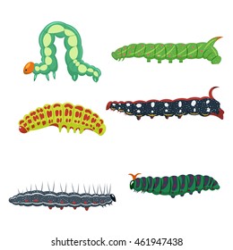 caterpillars set vector illustration isolated on a white background