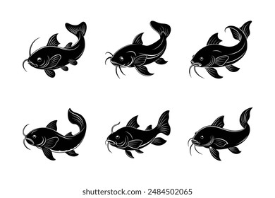 catfish black silhouette Vector illustration   