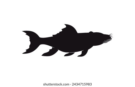 fondo blanco de silueta negra de bagre