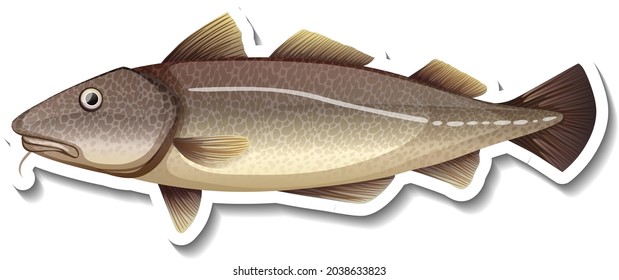 Catfish cartoon sticker on white background illustration