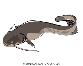 Peces gato en línea continua
