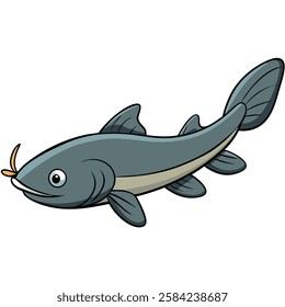 Catfish fish isolated flat vector illustration on white background