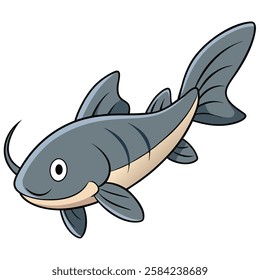 Catfish fish isolated flat vector illustration on white background