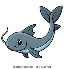 Catfish fish isolated flat vector illustration on white background