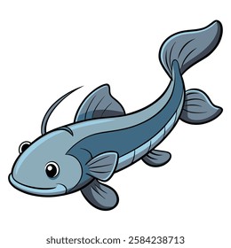 Catfish fish isolated flat vector illustration on white background