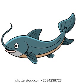 Catfish fish isolated flat vector illustration on white background