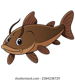 Catfish fish isolated flat vector illustration on white background