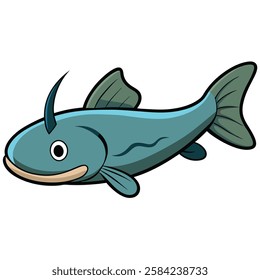 Catfish fish isolated flat vector illustration on white background