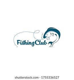 Catfish fishing Club template logo design inspiration. fishing emblem with fish symbol icon vector illustration