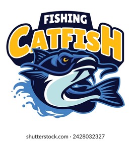 Diseño de mascota de logotipo de pesca de bagre