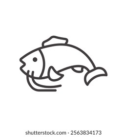 Catfish Icon Depicting an Aquatic Animal in Black and White