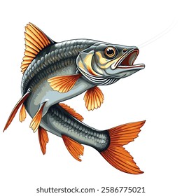  Catfish Illustration, Striking Blue Fish Artwork, caffish vector. " this image is ai generated "