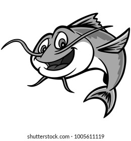 Catfish Illustration - A vector cartoon illustration of a Catfish restaurant mascot.