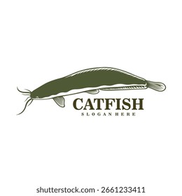 Vetor de design de logotipo Catfish. Silhueta Catfish Modelo Ilustração.