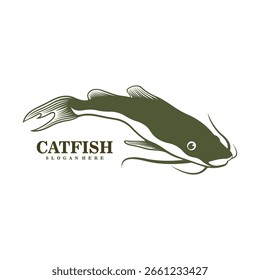 Vector de diseño de logotipo de bagre. Ilustración de Plantilla de silhouette Catfish.